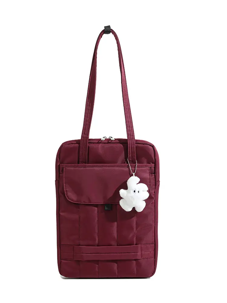 13.3" Laptop Shoulder Bag Maroon Quilted Women - Image 4