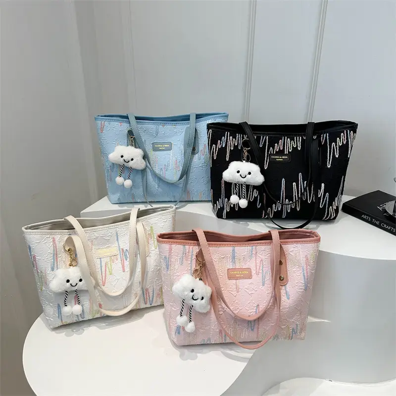 2025 Cute Bear Pendant Tote Bags Women's Shoulder Bags - Image 9