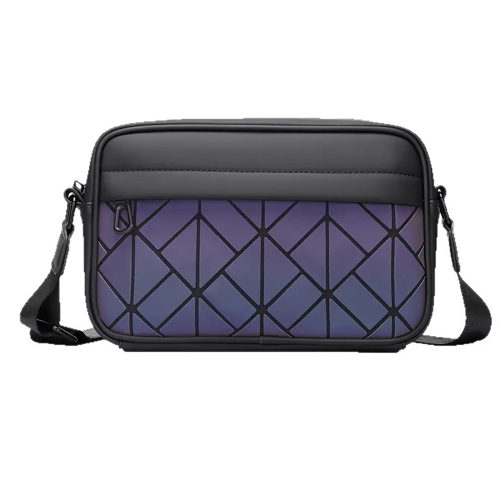2025 Men Rhombus Crossbody Bag Black Purple - Image 8