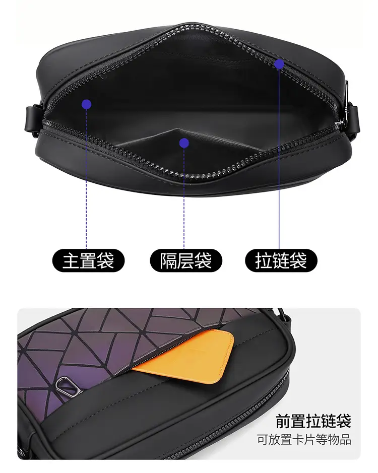 2025 Men Rhombus Crossbody Bag Black Purple — feature 11