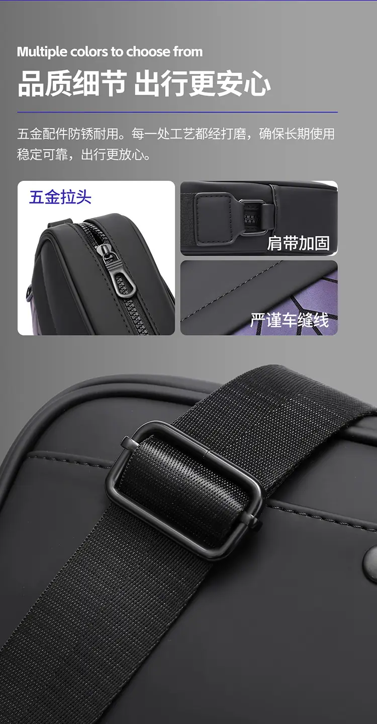 2025 Men Rhombus Crossbody Bag Black Purple — feature 13