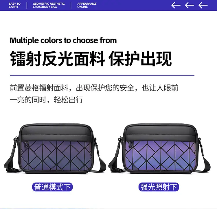 2025 Men Rhombus Crossbody Bag Black Purple — feature 14