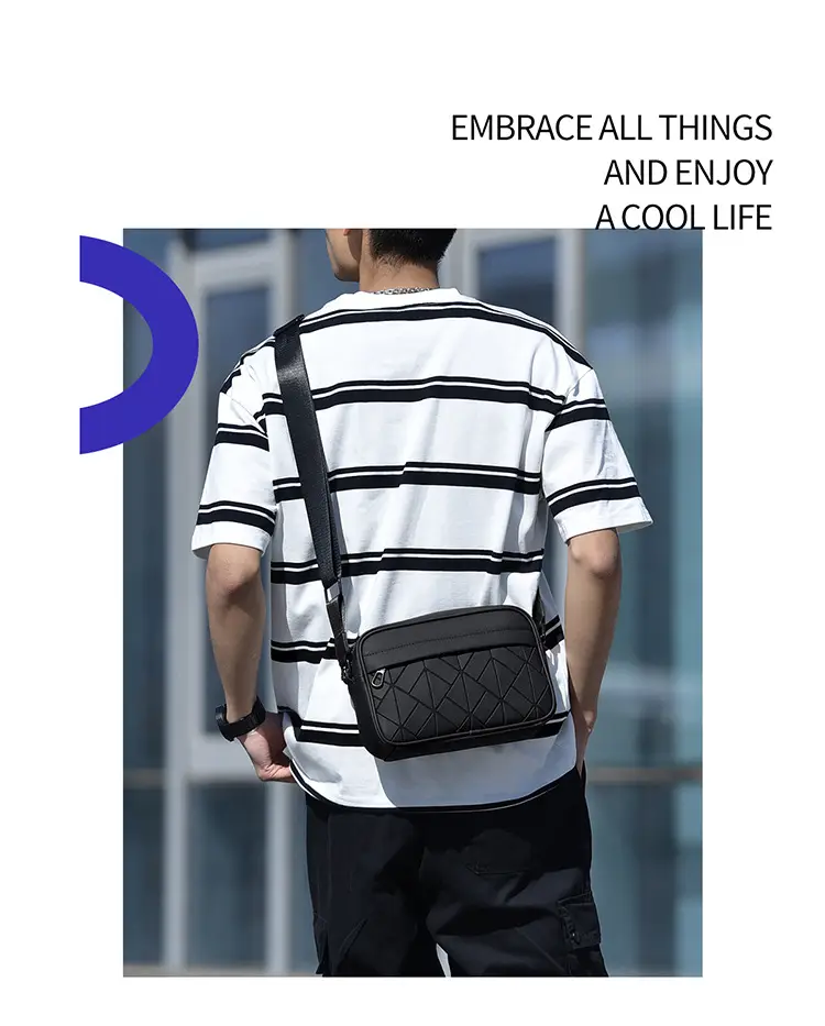 2025 Men Rhombus Crossbody Bag Black Purple — feature 18