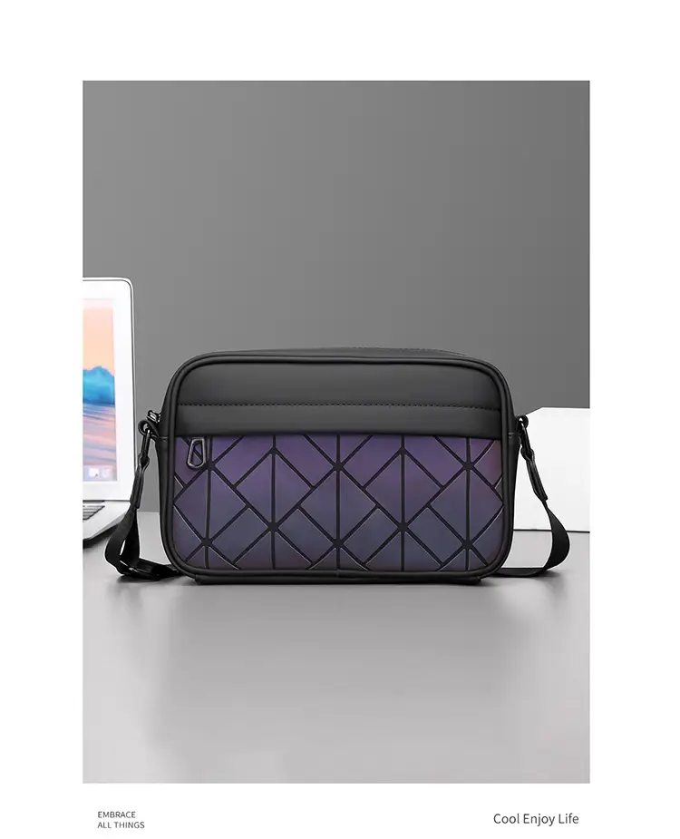 2025 Men Rhombus Crossbody Bag Black Purple — feature 20