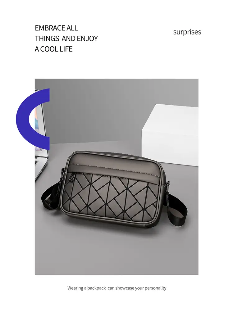 2025 Men Rhombus Crossbody Bag Black Purple — feature 23
