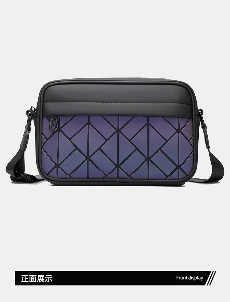 2025 Men Rhombus Crossbody Bag Black Purple — feature 25