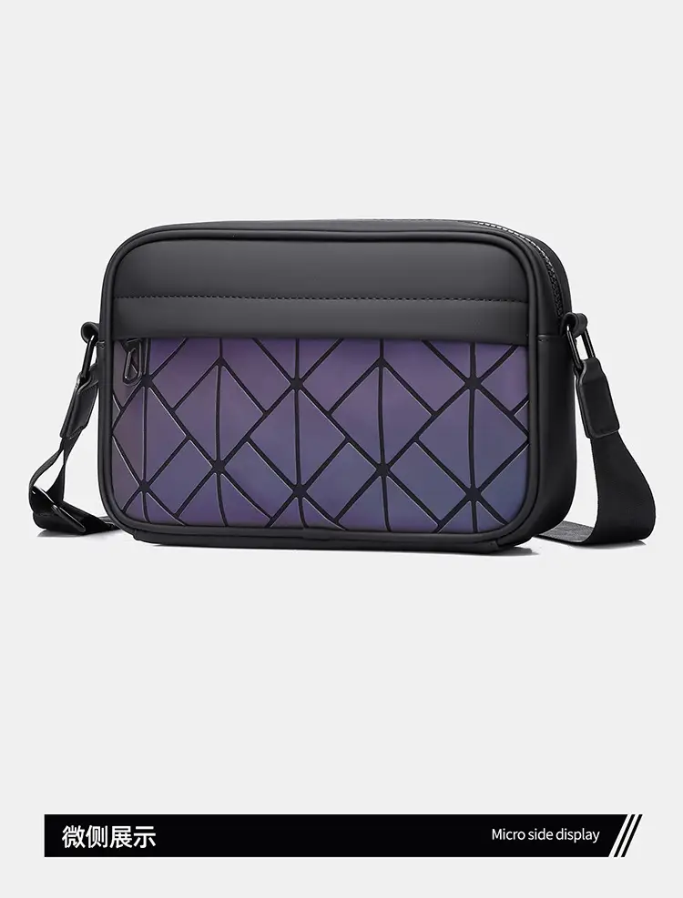 2025 Men Rhombus Crossbody Bag Black Purple — feature 26