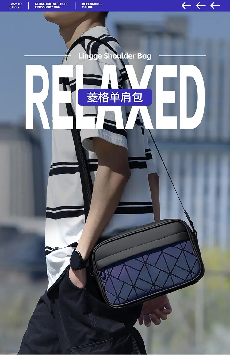 2025 Men Rhombus Crossbody Bag Black Purple — feature 3
