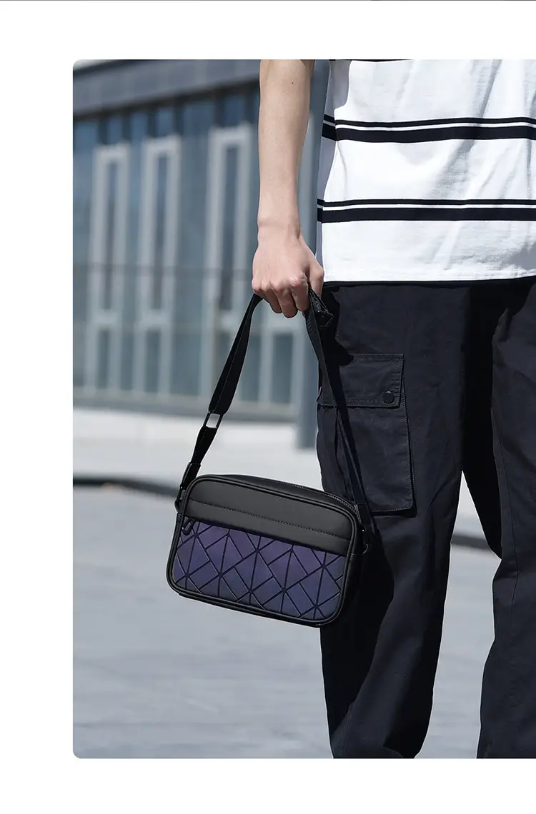 2025 Men Rhombus Crossbody Bag Black Purple — feature 6