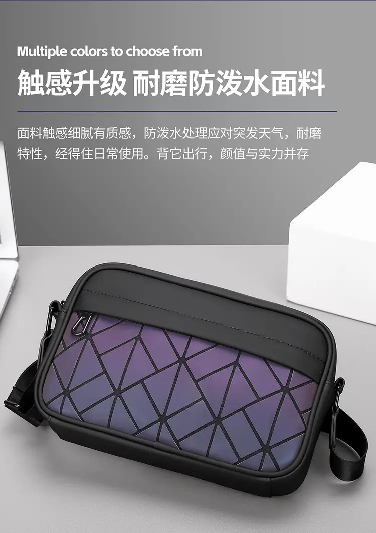 2025 Men Rhombus Crossbody Bag Black Purple — feature 8