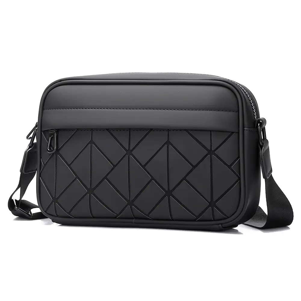 2025 Men Rhombus Crossbody Bag Black Purple - Image 3