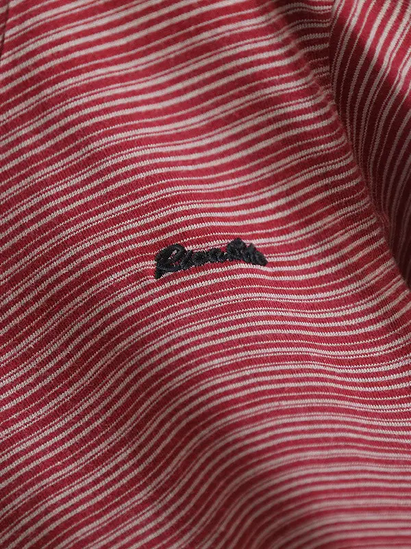Boys Striped T-Shirt Shorts Set Maroon White Summer 5 - Image 4