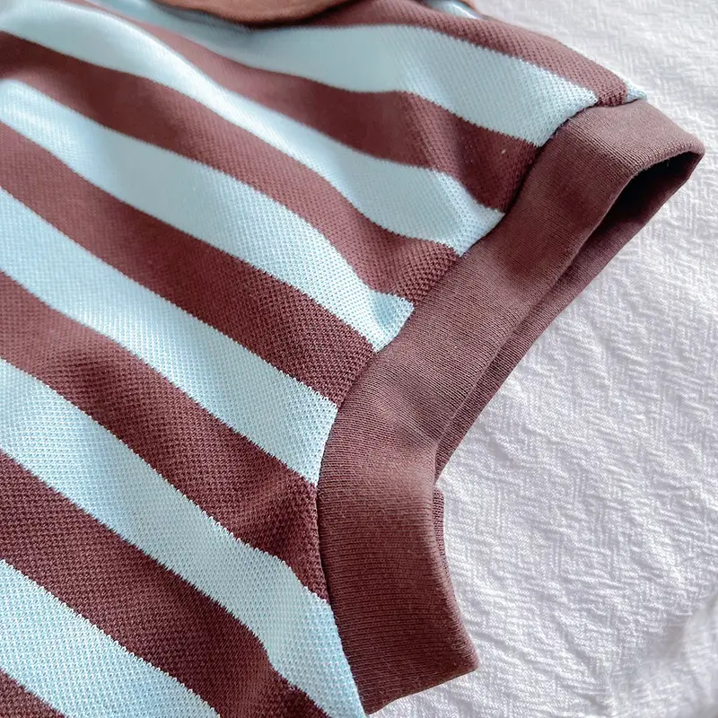 Children's Striped Polo Suit Brown Cotton Kids 2025 — feature 11