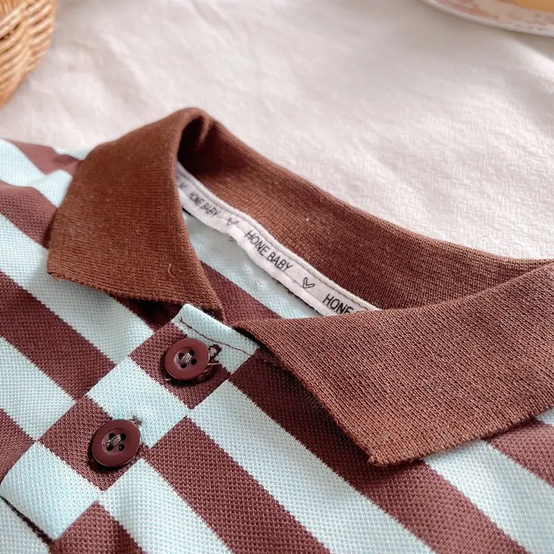 Children's Striped Polo Suit Brown Cotton Kids 2025 — feature 4