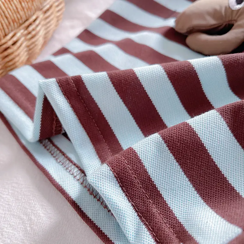 Children's Striped Polo Suit Brown Cotton Kids 2025 — feature 8