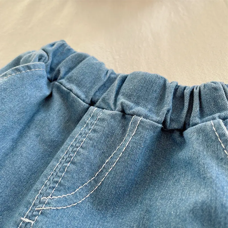 Boys Blue Denim Shorts with "New Look" Print 2025 Summer — feature 14
