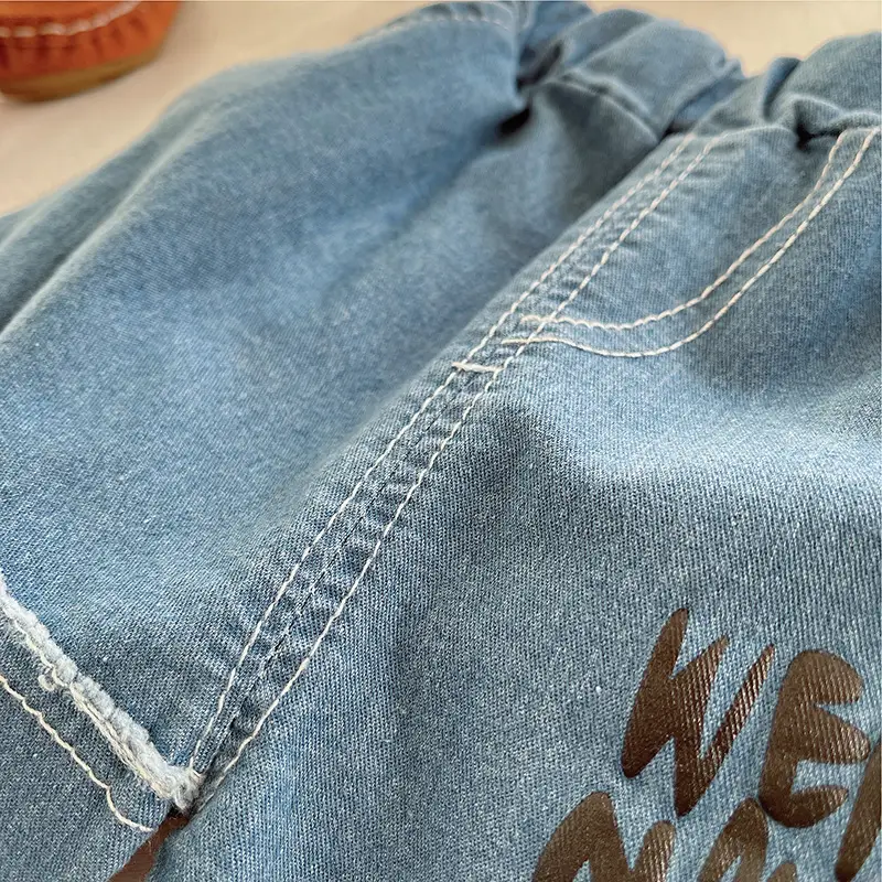 Boys Blue Denim Shorts with "New Look" Print 2025 Summer — feature 16