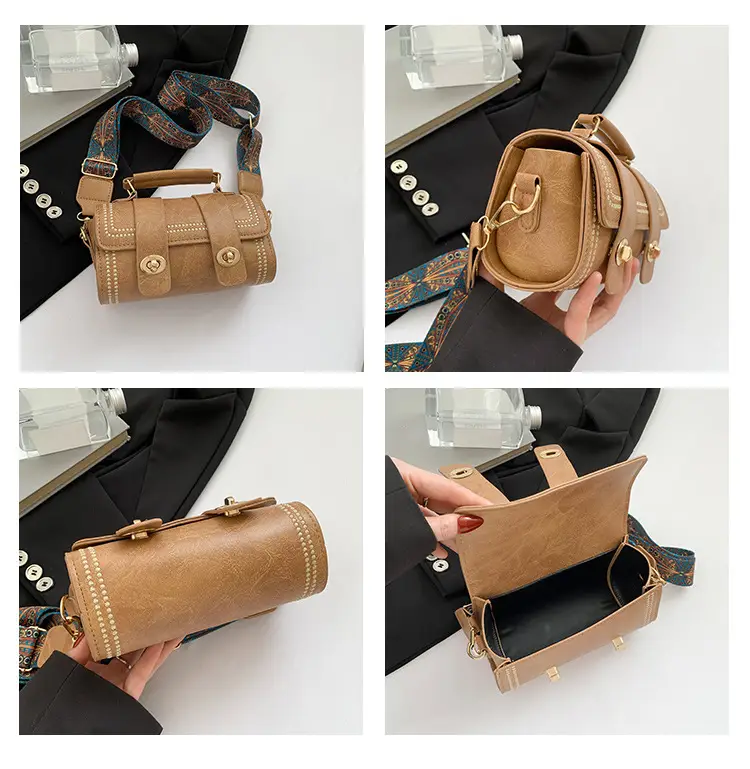 Green Leather Crossbody Bag with Wide Strap — feature 9
