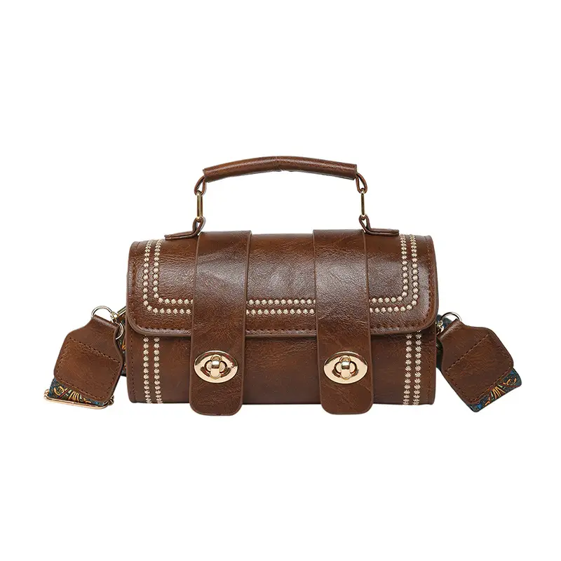 Green Leather Crossbody Bag with Wide Strap - Image 4