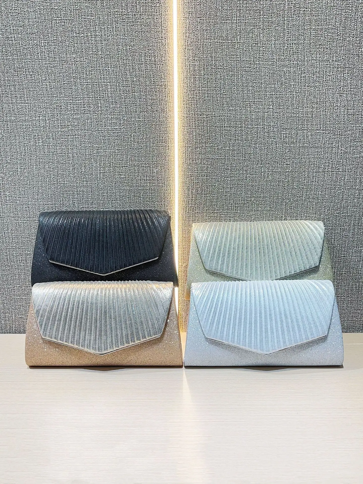 Glitter Pleated Shoulder Clutch Bag for Women - Image 8