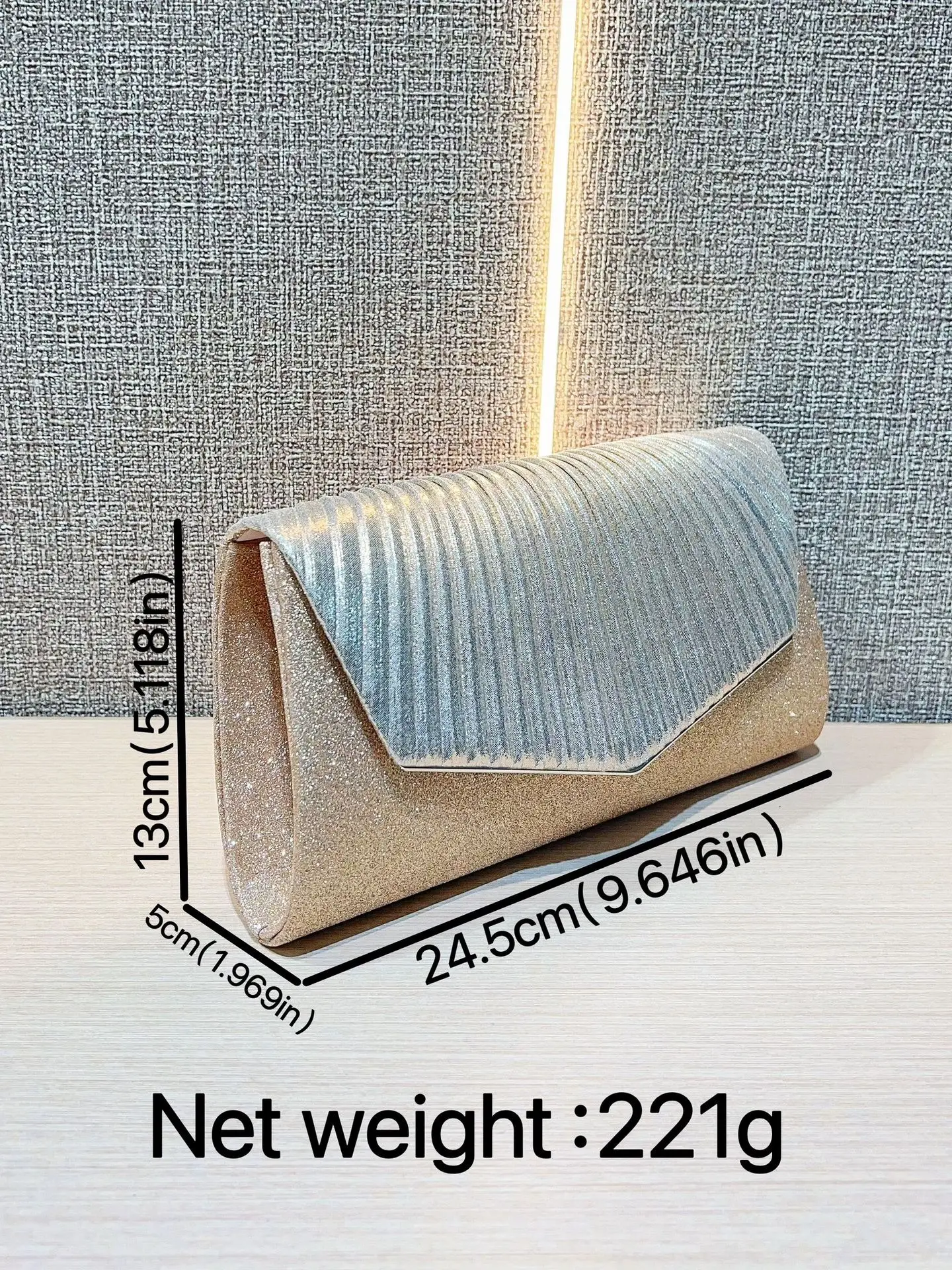 Glitter Pleated Shoulder Clutch Bag for Women - Image 9