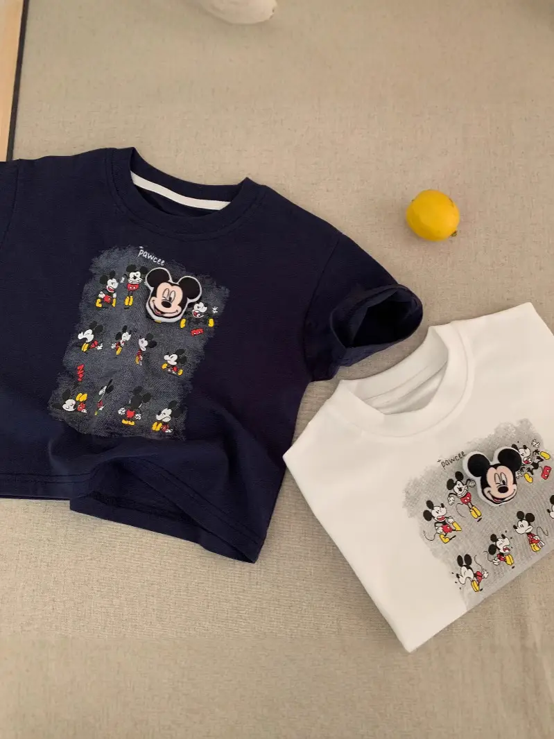 Kids Cartoon T-Shirt Navy Blue 2025 Summer - Image 7