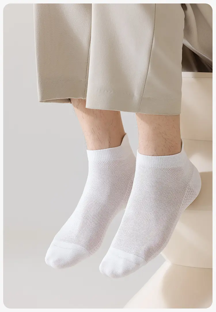 Socks men's summer thin cotton yarn deodorant sweat-absorbent tube socks white sports mesh breathable men's socks — feature 30