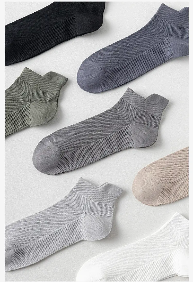Socks men's summer thin cotton yarn deodorant sweat-absorbent tube socks white sports mesh breathable men's socks — feature 4