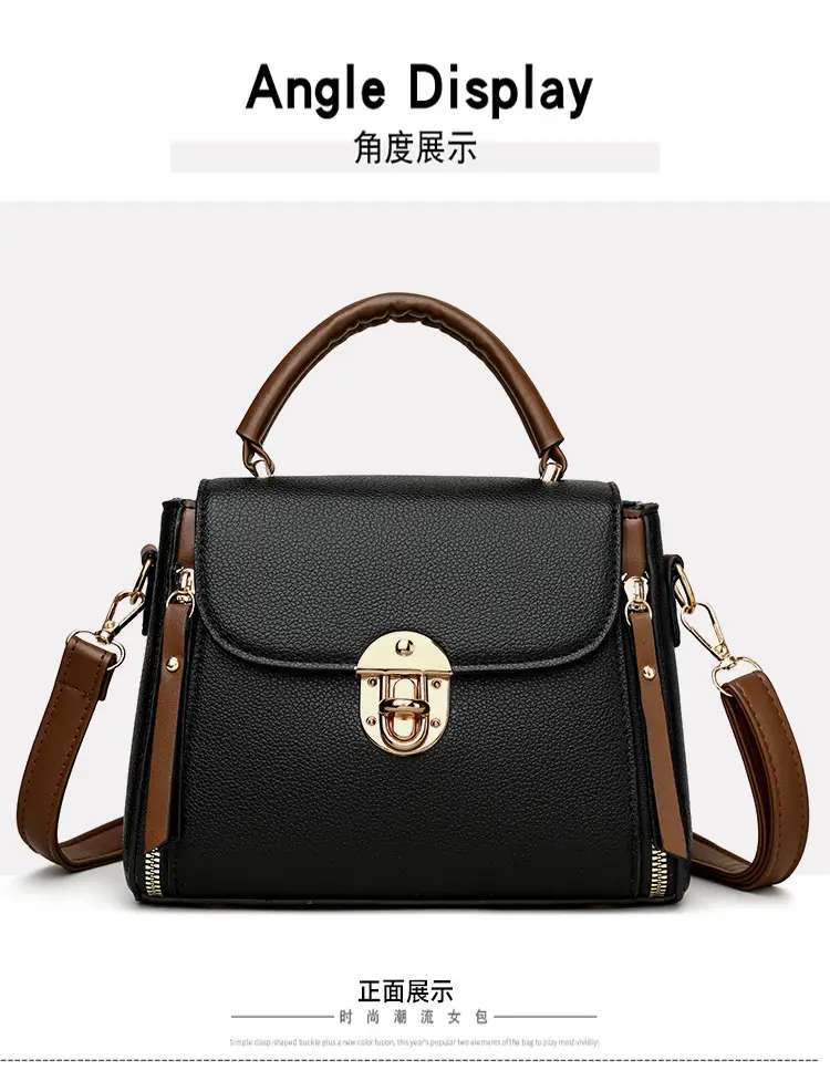 Retro Simple Lock Bag Women's Beige Satchel Crossbody — feature 19