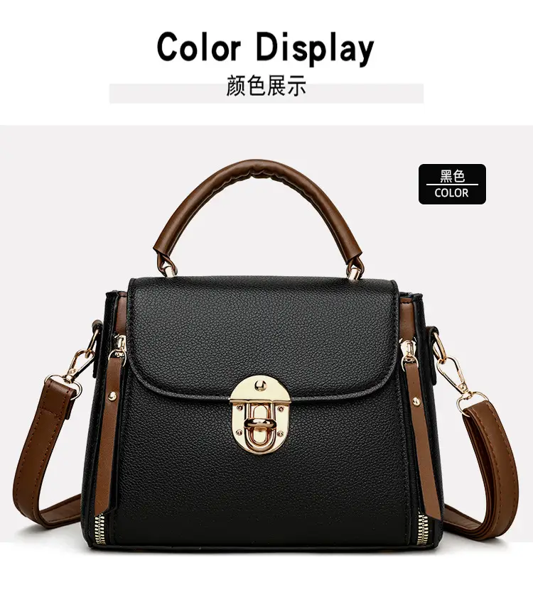 Retro Simple Lock Bag Women's Beige Satchel Crossbody — feature 24