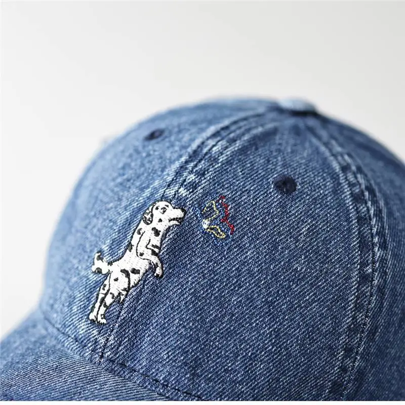 Light Blue Cartoon Puppy Denim Cap for Women