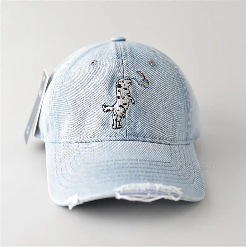 Light Blue Cartoon Puppy Denim Cap for Women — feature 2