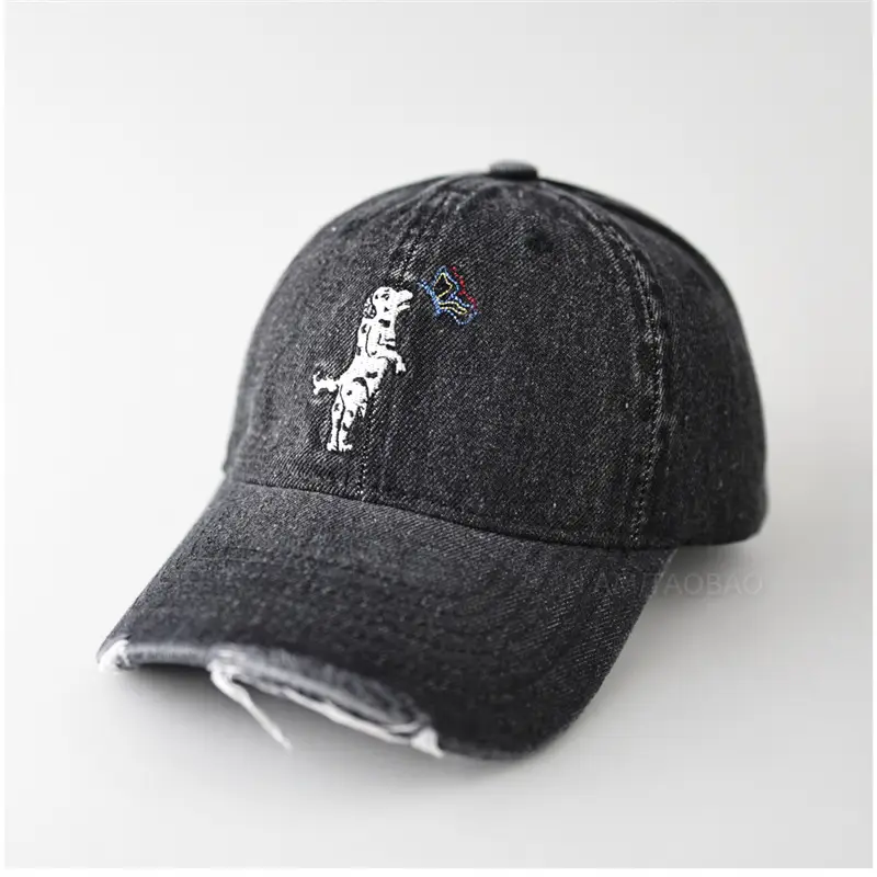 Light Blue Cartoon Puppy Denim Cap for Women