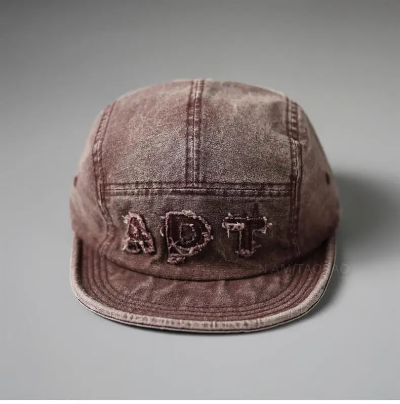 Men Women Retro Letter Patch Baseball Cap Beige — feature 12