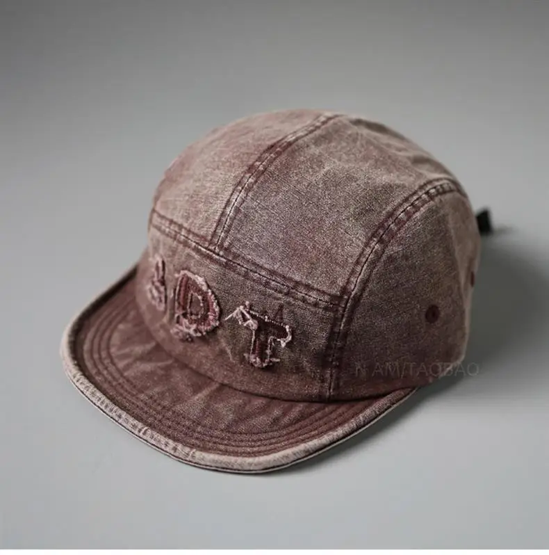 Men Women Retro Letter Patch Baseball Cap Beige — feature 2