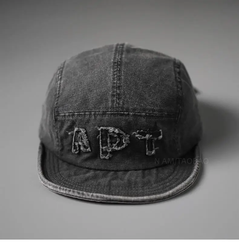 Men Women Retro Letter Patch Baseball Cap Beige — feature 6