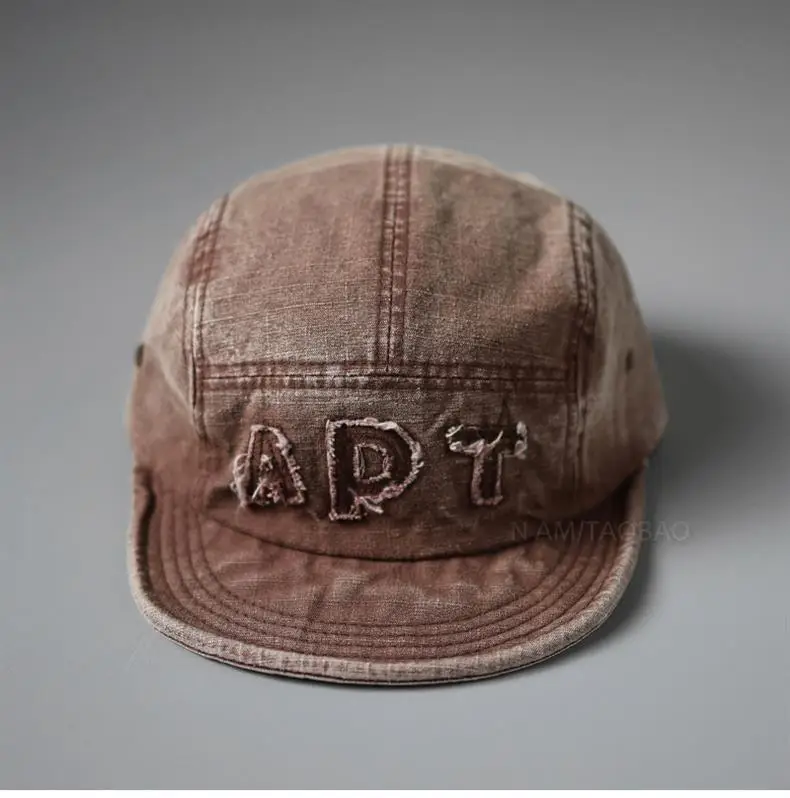 Men Women Retro Letter Patch Baseball Cap Beige — feature 7