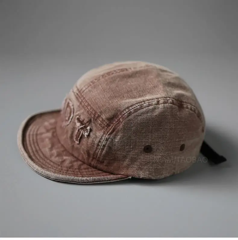 Men Women Retro Letter Patch Baseball Cap Beige — feature 8