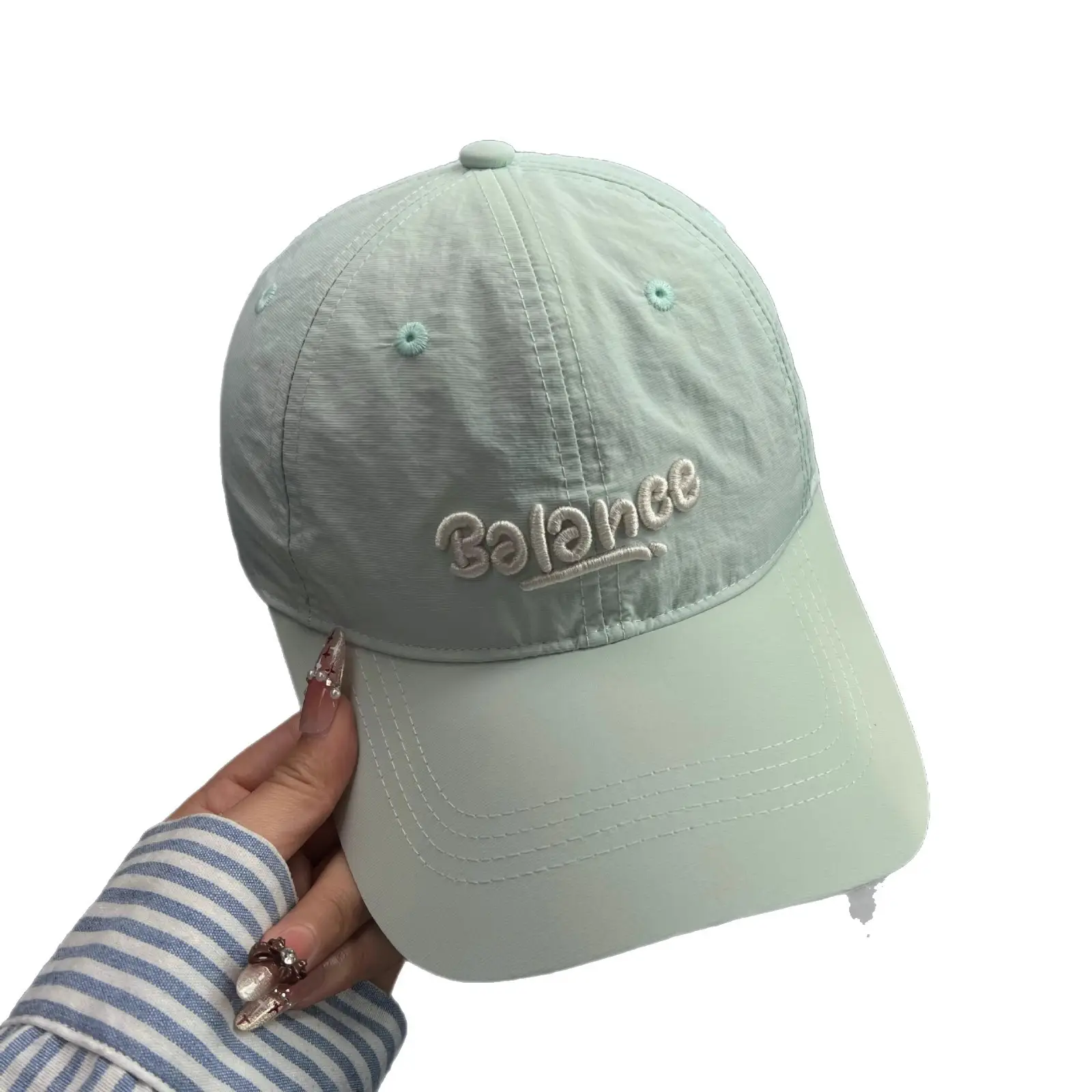 Women Baseball Cap Balance Light Gray Wide Brim