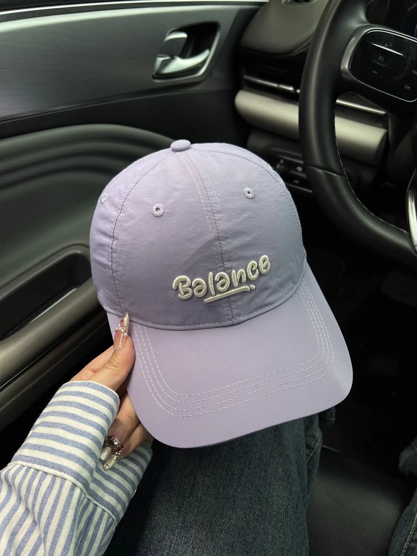Women Baseball Cap Balance Light Gray Wide Brim — feature 6