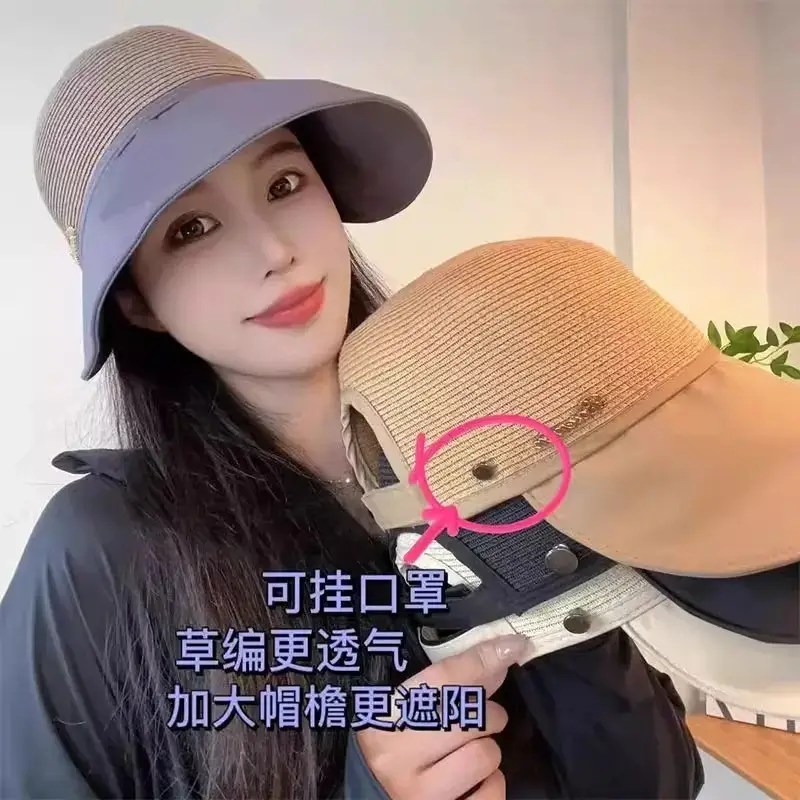 Women Sun Hat with Pink Shade & Wide Bristles