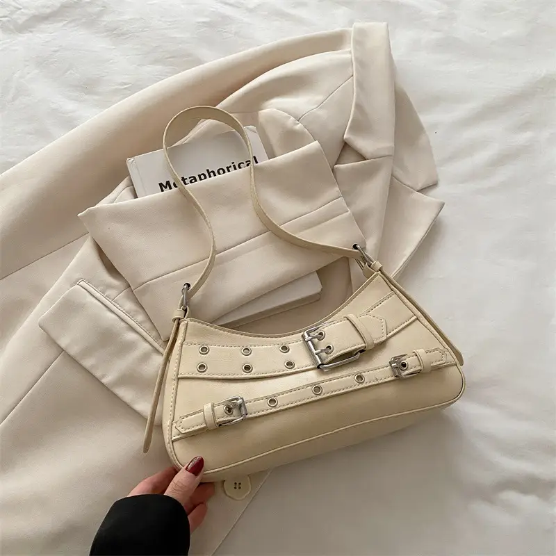 Vintage Beige Leather Shoulder Bag for Women 2025 - Image 2