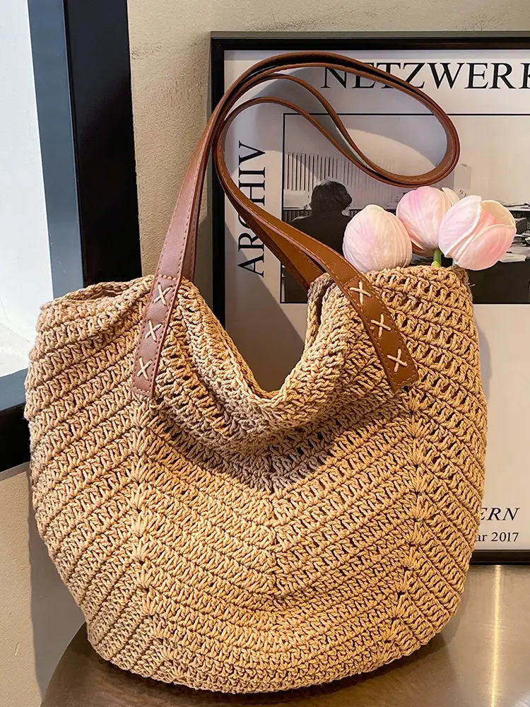 Large Straw Handbag Spring Summer Luggage - Image 3