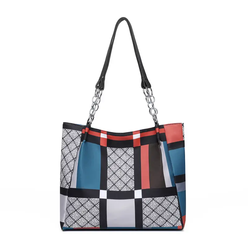 New Foreign Trade Nylon Plaid Large Tote Bag Women - Image 2