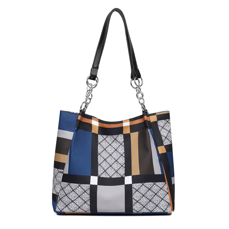 New Foreign Trade Nylon Plaid Large Tote Bag Women - Image 3