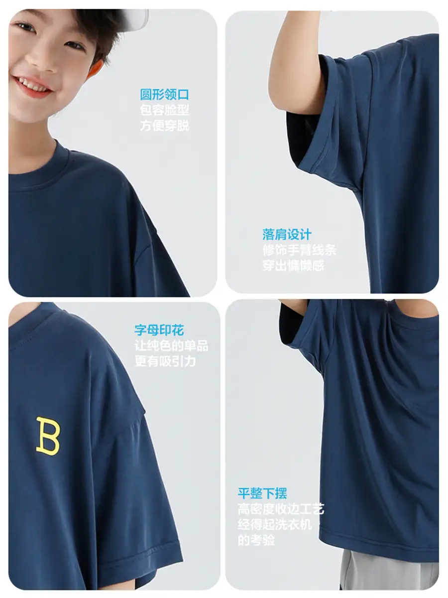 Boys Cool Blue T-Shirt Summer Wear Loose Fit - Image 6