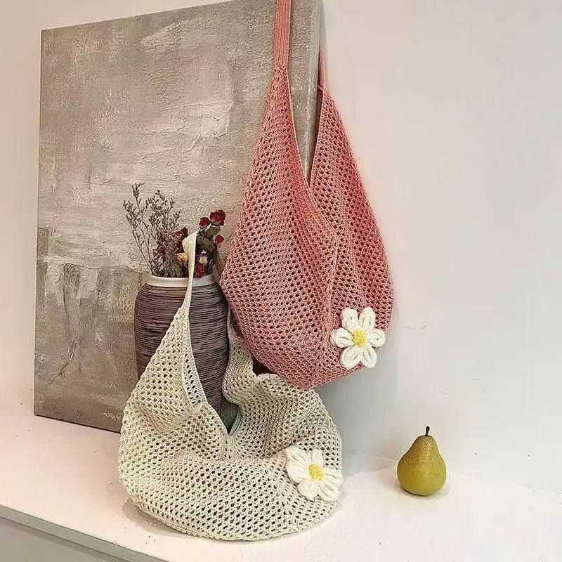 Korean-style Knitted Shoulder Tote Bag for Women - Image 6