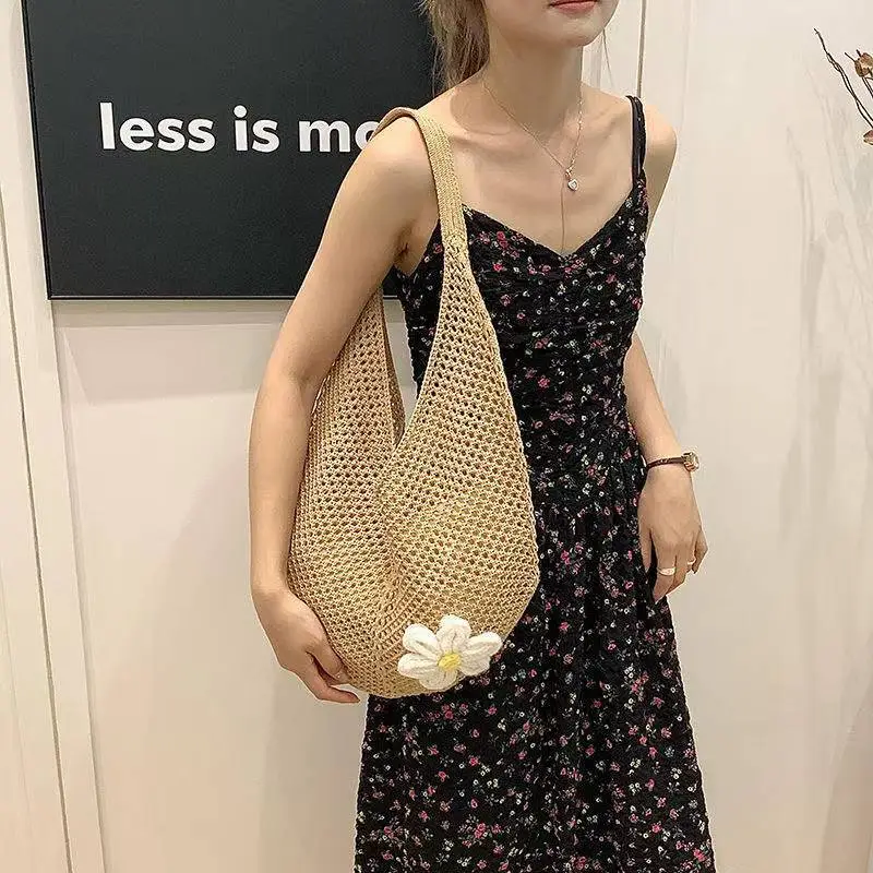 Korean-style Knitted Shoulder Tote Bag for Women - Image 7