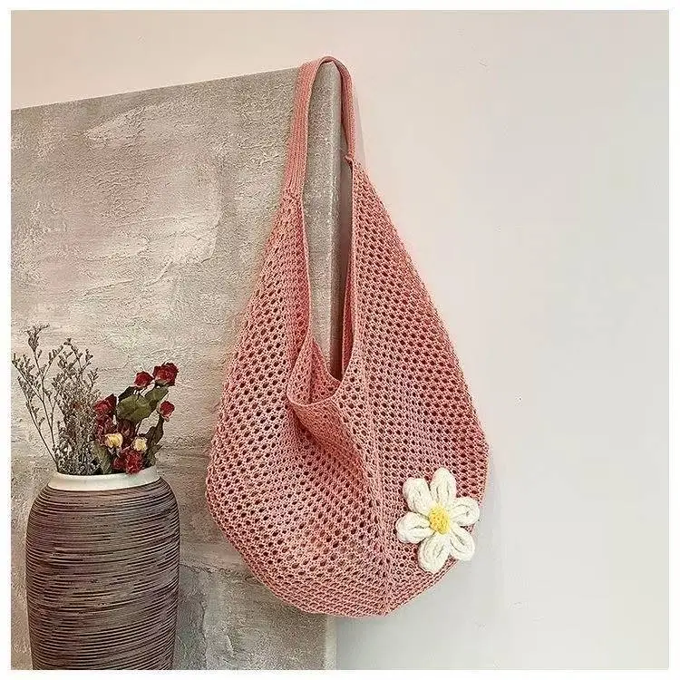 Korean-style Knitted Shoulder Tote Bag for Women - Image 5