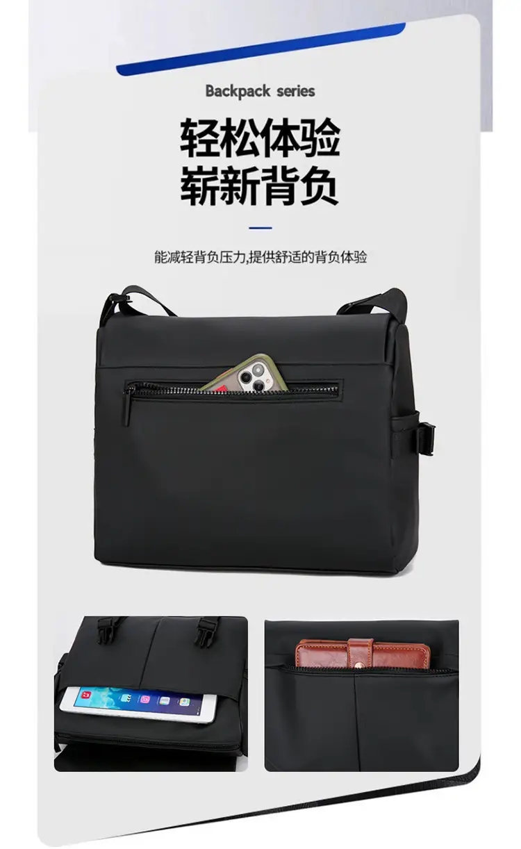 Men's Waterproof Oxford Crossbody Bag Large Capacity — feature 10